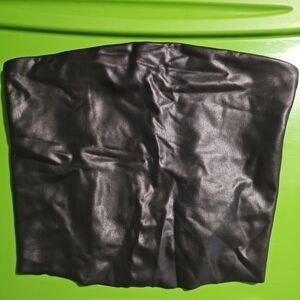Skims Black Faux Leather Bustier Top
